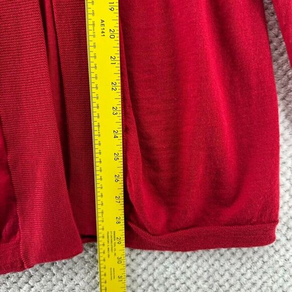 Talbots Sweater Womens L Red Knit Merino Wool Open Front Cardigan Long Sleeves - Picture 10 of 12